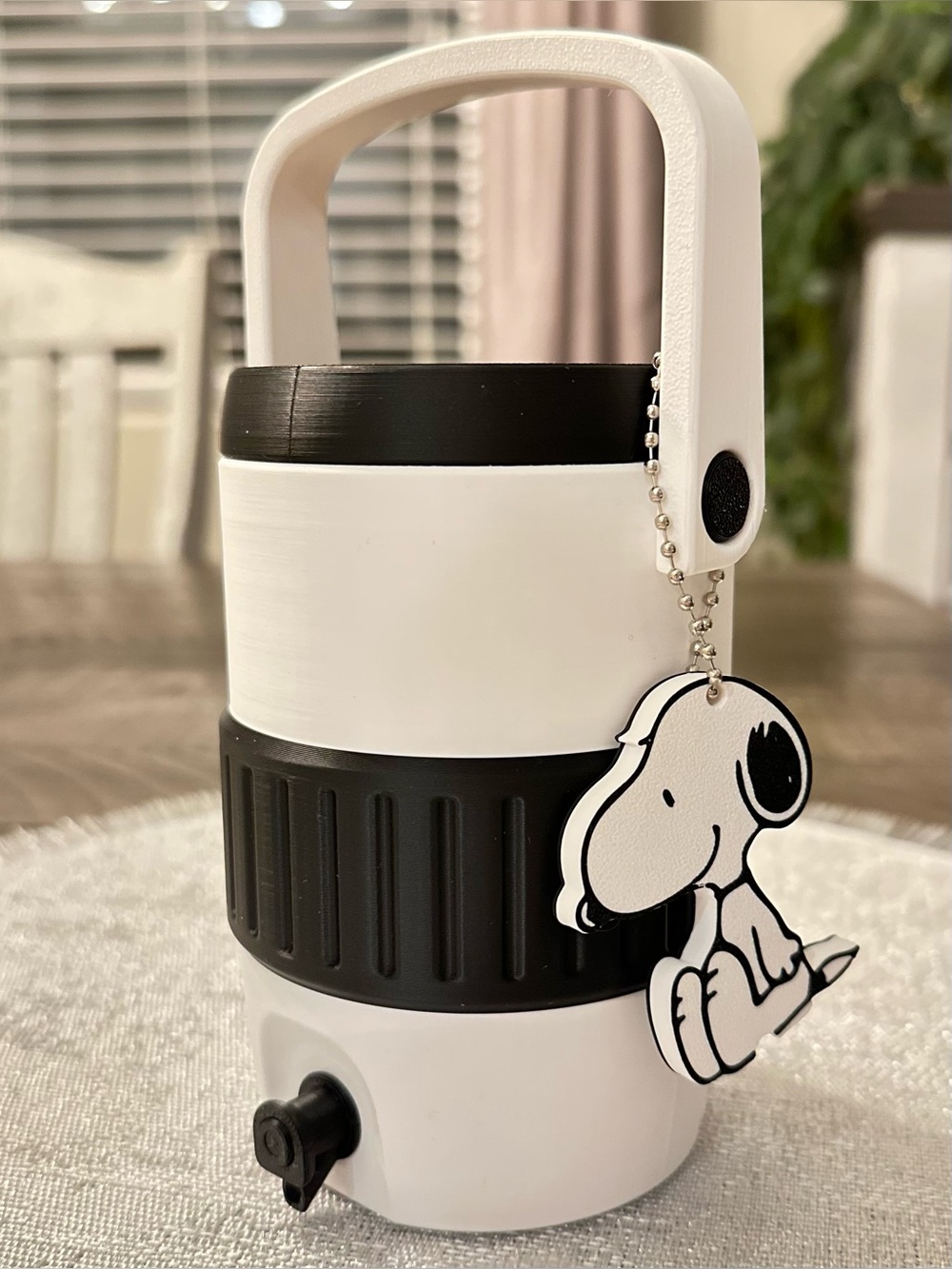 Snoopy Themed Black and White Can Cooler with Can Tab Opener Charm